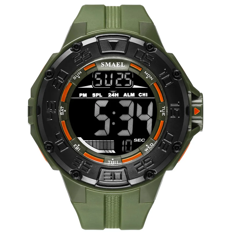 Armygreen Военные спортивные мужские часы с большим циферблатом, армейский светодиодный цифровой S shock 1543 часы для мужчин, светящиеся водонепроницаемые мужские часы - Цвет: Armygreen