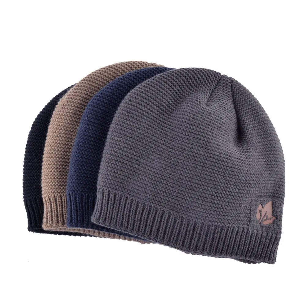 Мужская зимняя шапка и снуд наборы с модными кленовыми листьями вязаные шапочки