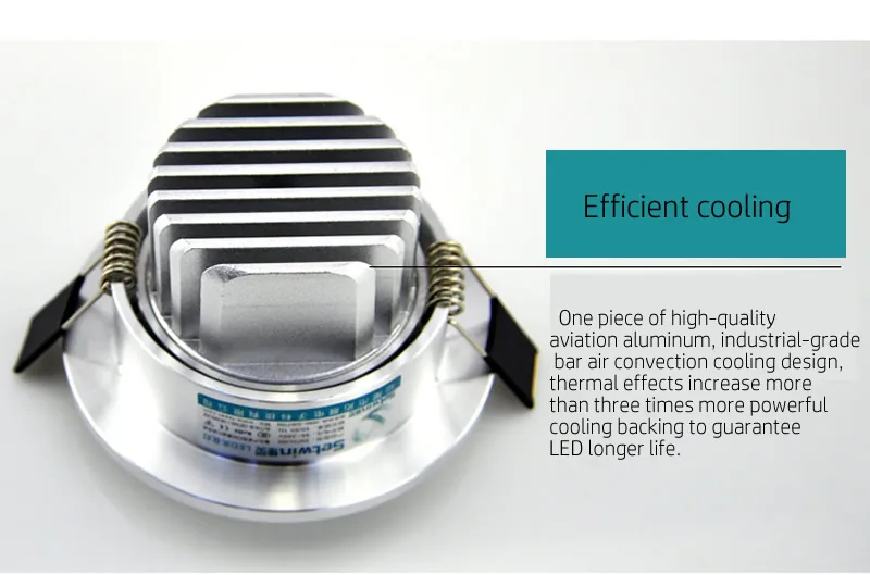 Алюминиевый светодиодный даунлайт с регулируемой яркостью 9 Вт Cob светильник