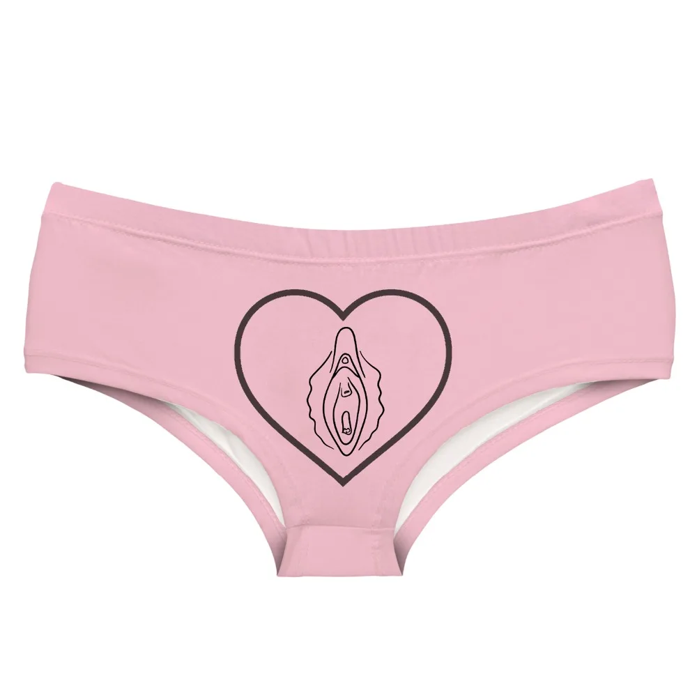 LEIMOLIS HEART pink funny print sexy hot panties female kawaii Lovely underwear push up briefs women lingerie thongs