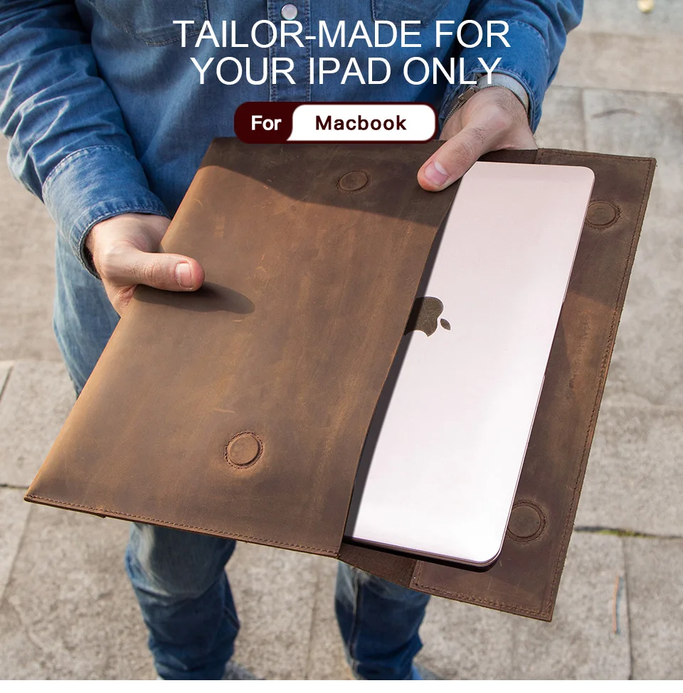 Чехол из натуральной кожи для ноутбука 12 дюймов, сумка для ноутбука MacBook 12 дюймов, чехол для ноутбука Crazy Horse, кожаный защитный чехол