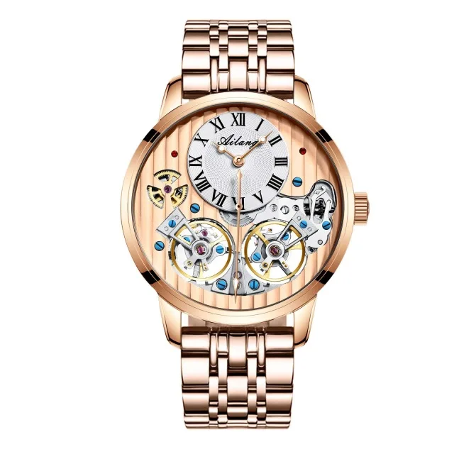 03 AILANG роскошные черные часы дорогой двойной Tourbillon Швейцария Для мужчин, часы от топ бренда, Роскошные автоматические механические часы Для мужчин - Цвет: 03