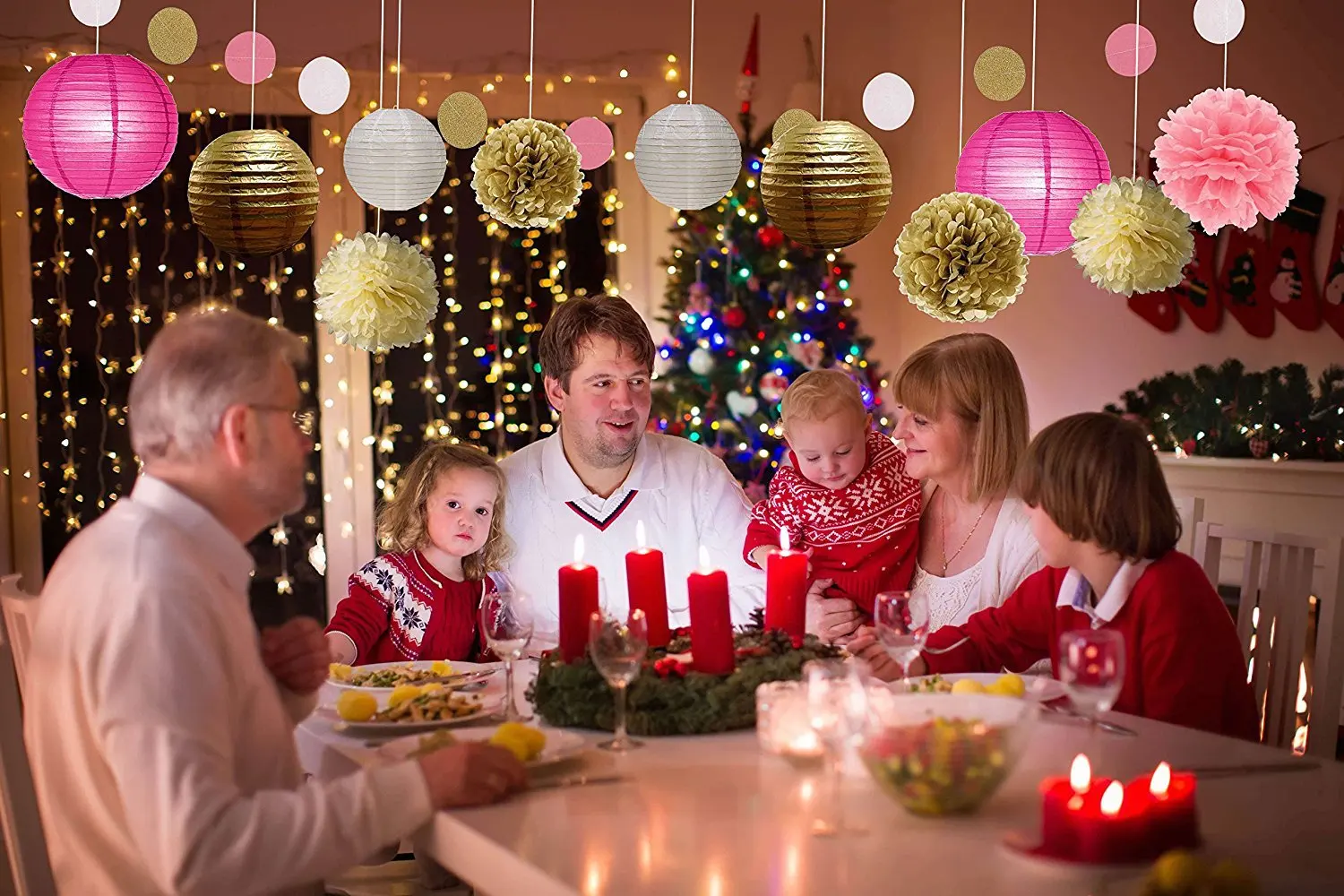 

Kids Birthday Party Decor Paper Flower Honeycomb Ball Round Paper String Paper Lantern Wedding Celebration Household Room