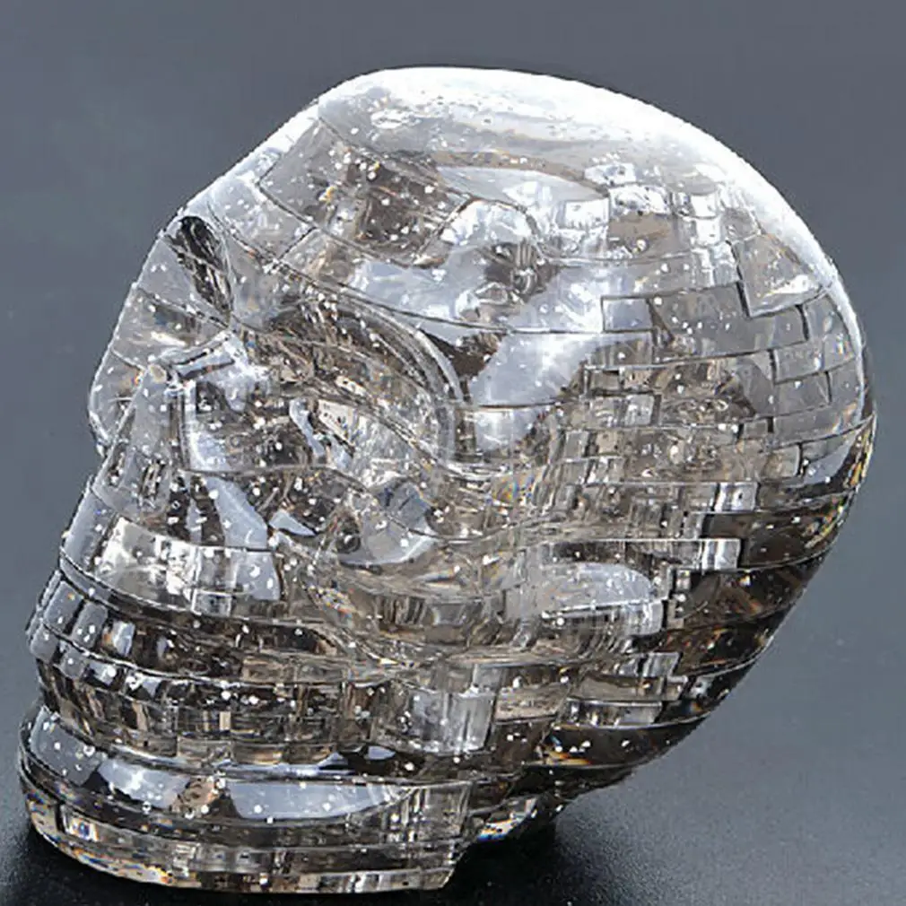 Black 3D Хрустальная головоломка DIY Головоломка Сборная модель подарок игрушка Череп Скелет детские игрушки-пазлы для детей установленная головоломка Раннее Обучение - Цвет: Black