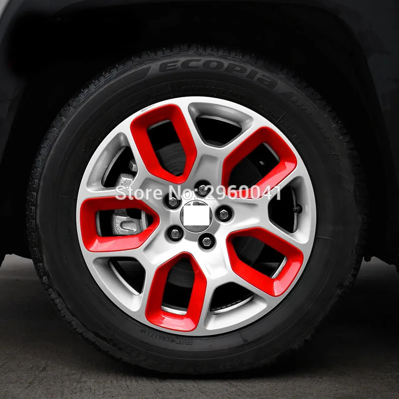 20pcs For Jeep Renegade 15-16 Wheel Hub Stickers Sticker Car Cover Rim Red Color Wheels Styling Accessories | Автомобили и