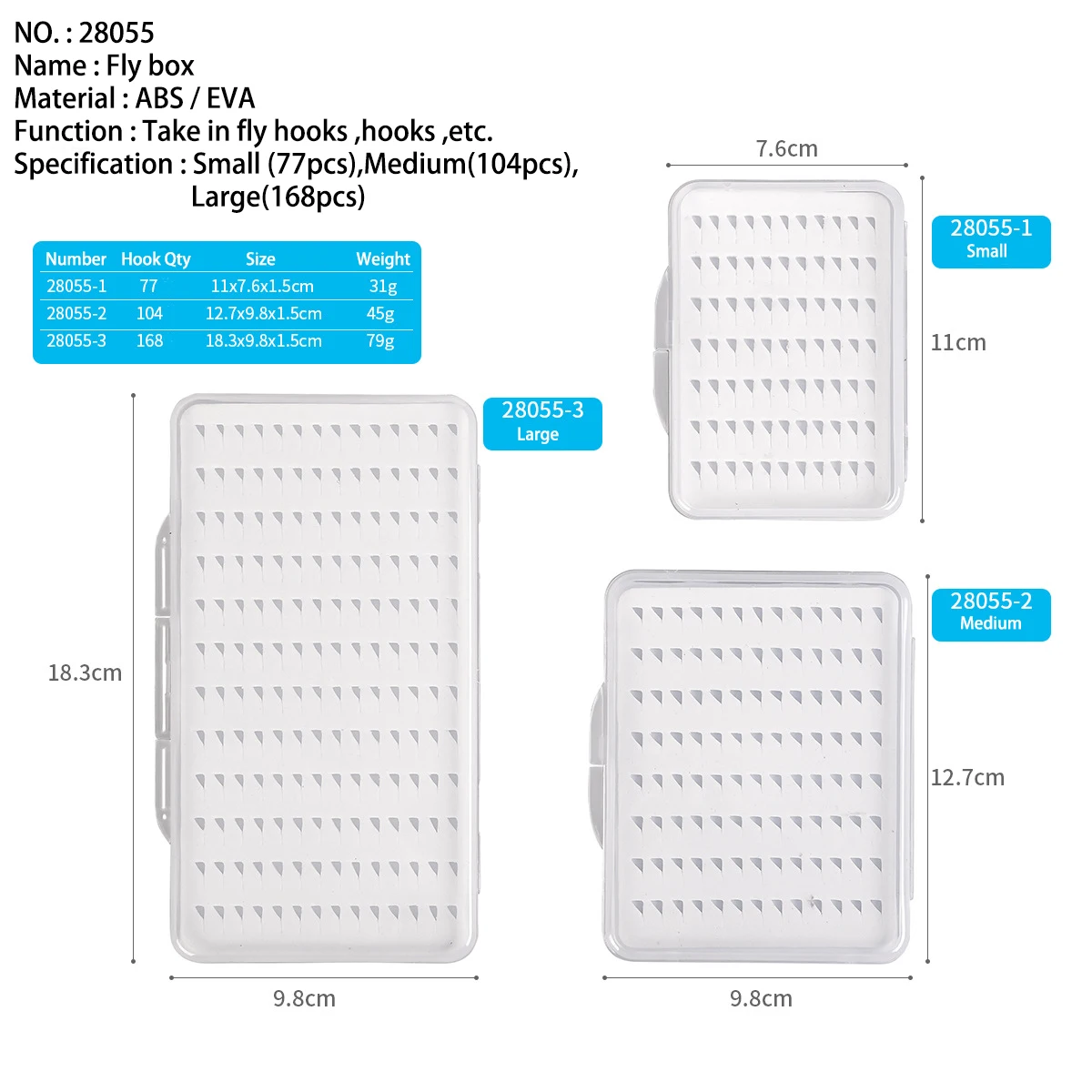 Leo Fly Hook Box 28055 Fly коробка рыболовных крючков с пеной водонепроницаемый прочный рыболовный снасти Прозрачный s m l Размер Pesca
