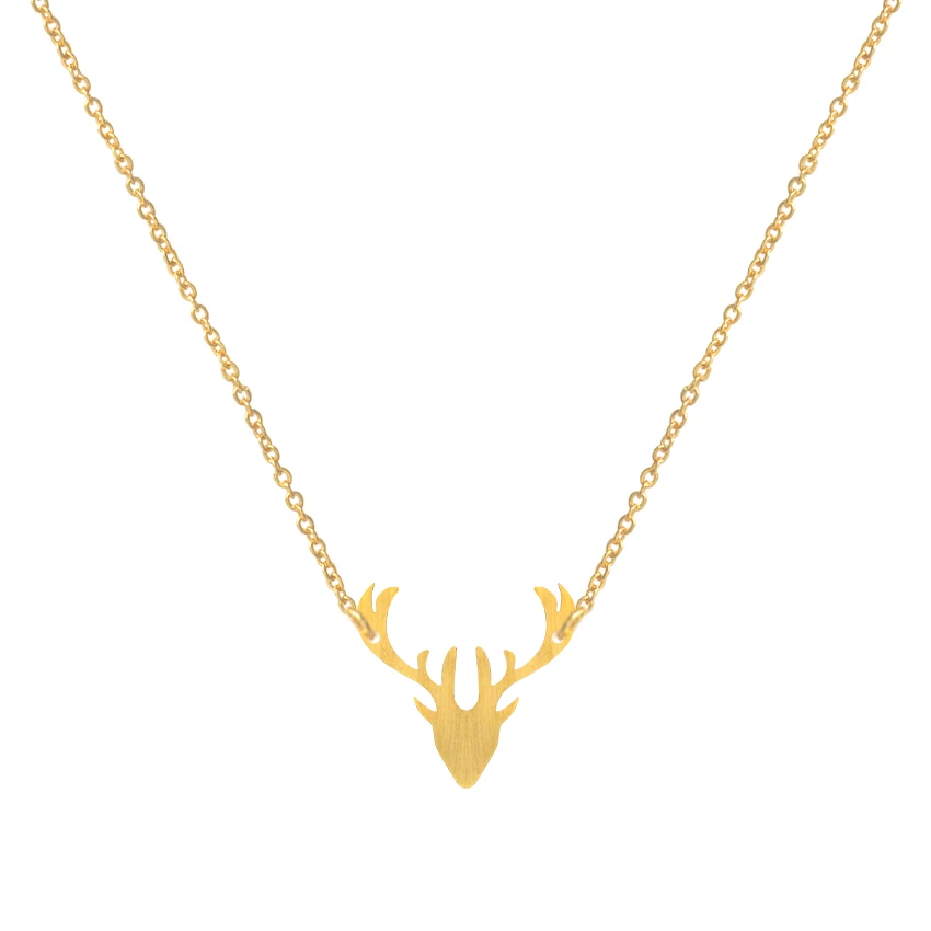Изящное ожерелье с подвеской в виде рогов лося цепочка из нержавеющей стали