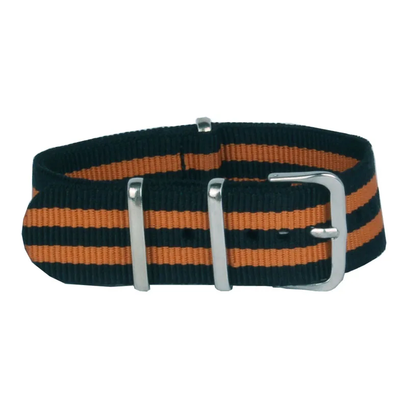

Cambo Wholesale 20 mm Stripe Black Orange Nato Woven Fiber watchband 20mm Nylon Watch Straps Wristwatch Band Buckle Cheap fabric
