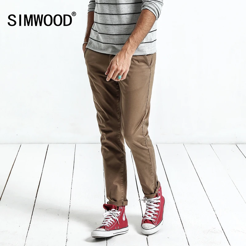SIMWOOD 2019 Весна Зима повседневные брюки мужские модные узкие плюс размер брендовая
