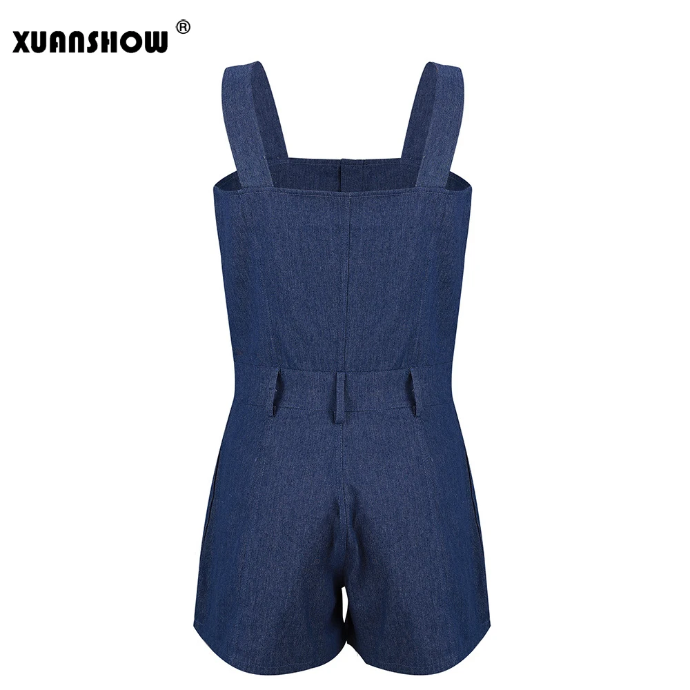XUANSHOW Monos Mujer летние комбинезоны с карманами на пуговицах комбинезон джинсовый цельный комплект комбинезоны для женщин на бретельках