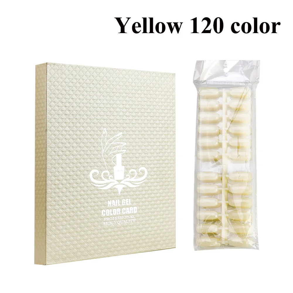 Yellow120 Dmoley гелевая цветная карта для ногтей и кончики для ногтей, коробка для показа лака для ногтей, пустая книжка с панелями, инкрустированные оснастки для маникюрного салона, инструменты - Цвет: Yellow120