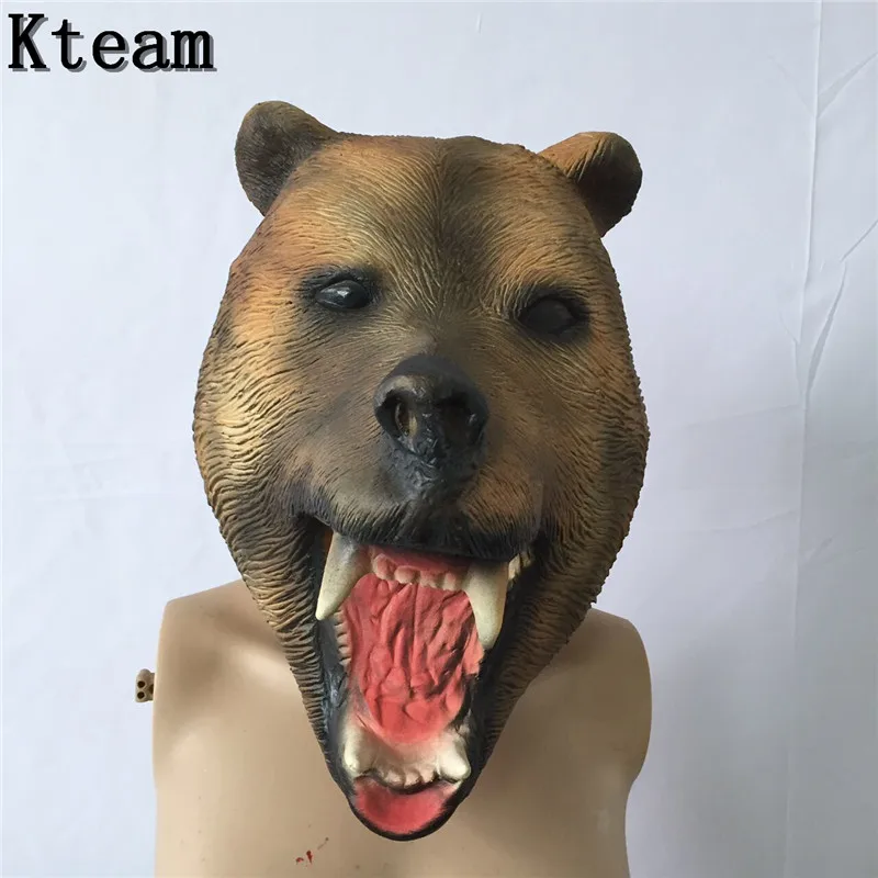 

Хэллоуин вечерние Косплэй в виде медведя из мультфильма собака маска праздничное нарядное платье накладные Косплэй костюм латексный корич...