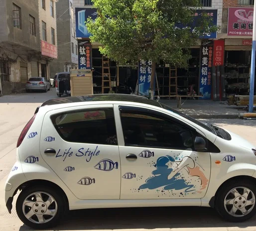 Левая сторона автомобиля наклейки синяя морская рыба девушка Автомобиль