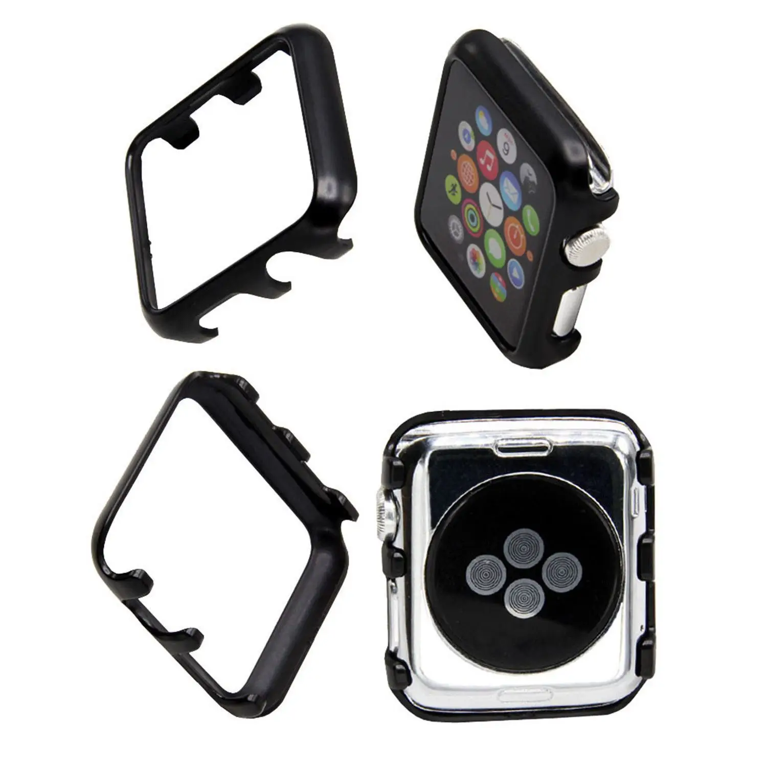 5 цветов Жесткий PC Бампер Обложка для Apple Watch чехол серии 3/2/1 защитный чехол-раковина рамки для 38 мм, 42 мм, iWatch, версия Чехол для часов - Цвет: Черный