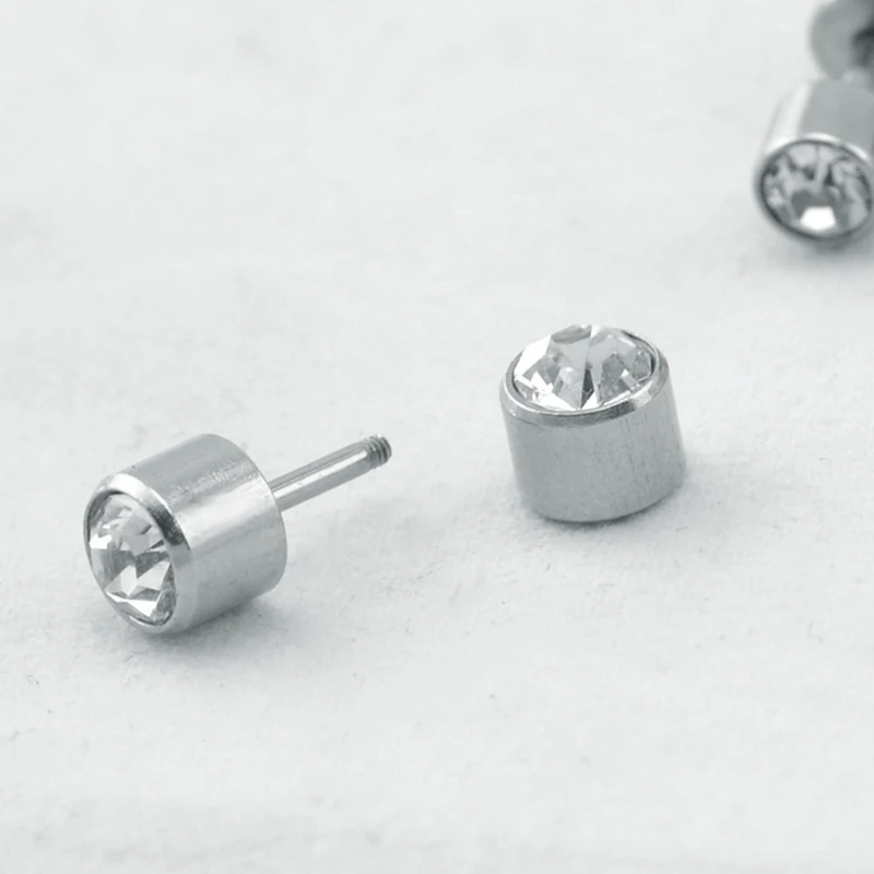 Серьги гвоздики из нержавеющей стали с двойными кристаллами 3 7 мм|studs for women|ear studs