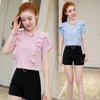 youth clothing 2019 summer new chiffon suit female leisure 2 piece shorts set women fashion tops and shorts trend 1446