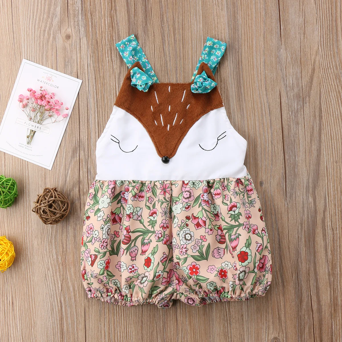 Новое милое боди для маленьких девочек бандажный комбинезон с рисунком лисы и