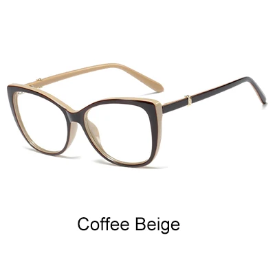Coffee Beige Ralferty, роскошные очки для глаз, для женщин, кошачий глаз, оправа, очки TR90, прозрачные линзы, с пружинными ножками, оптические очки F93331 - Цвет оправы: Coffee Beige