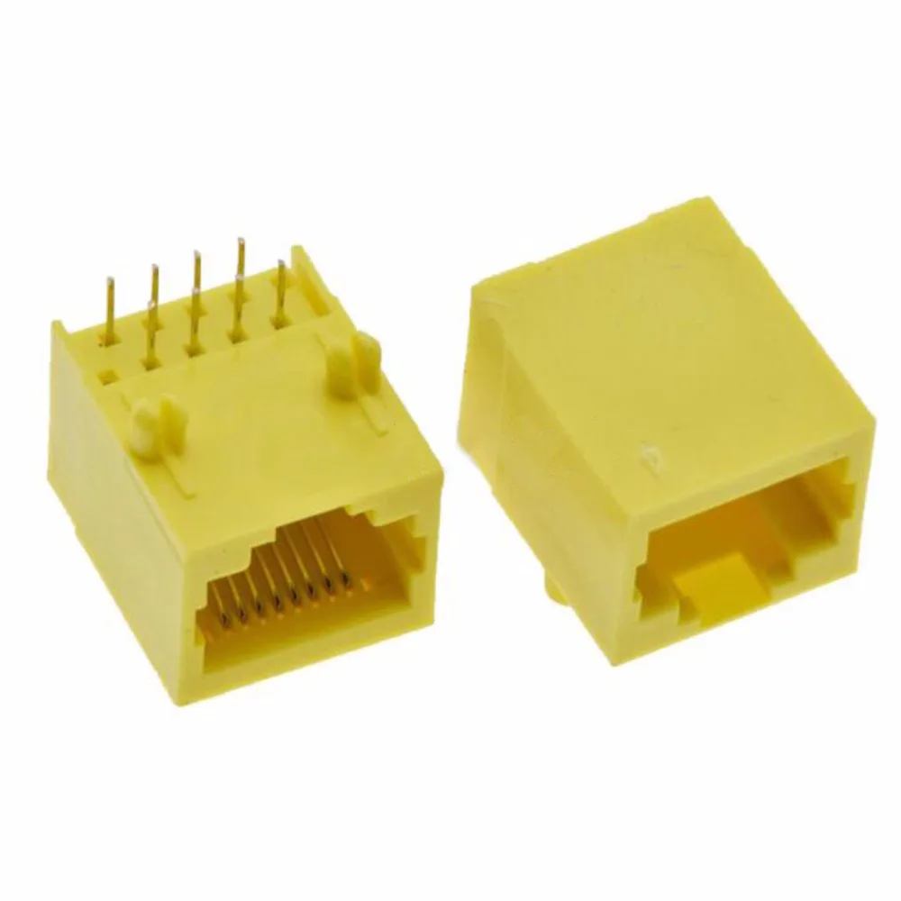 Сетевая розетка с разъемом RJ45 5621 8P8C желтая полностью пластиковая|Коннекторы и