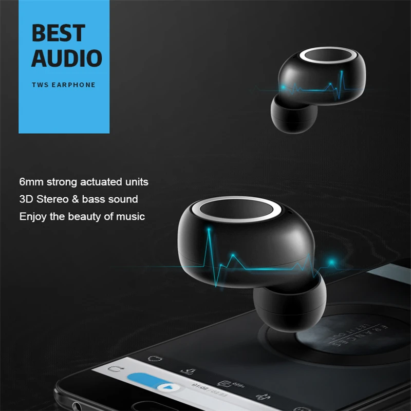 Bluetooth 5 0 настоящие беспроводные наушники 3D стерео Бас Звук Наушники Спортивная