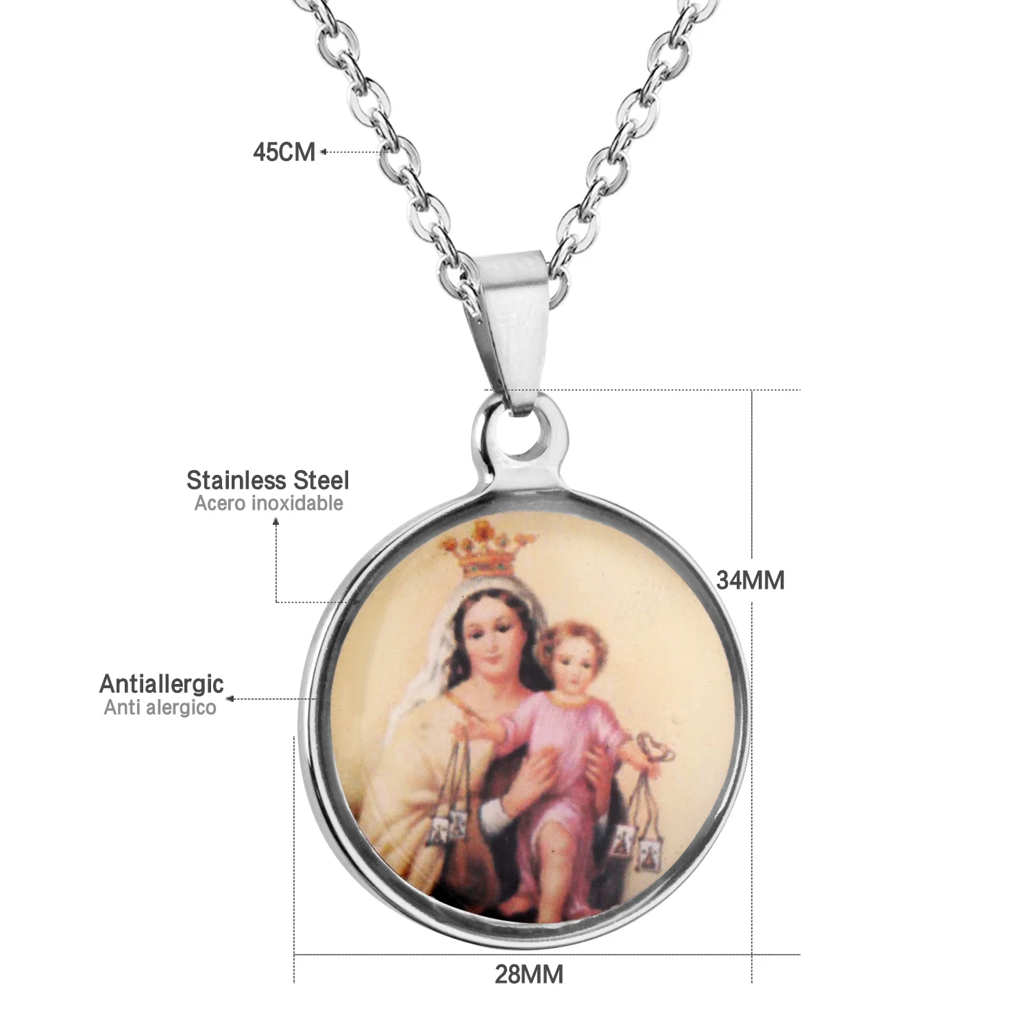 LUXUKISSKIDS ожерелье из нержавеющей стали 5 шт./лот с кулоном Дева Мария ожерелья для