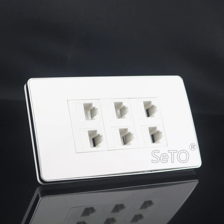 SeTo 120 тип 6 портов RJ45 Cat5e сеть Lan панель настенная пластина розетка Keystone Лицевая панель