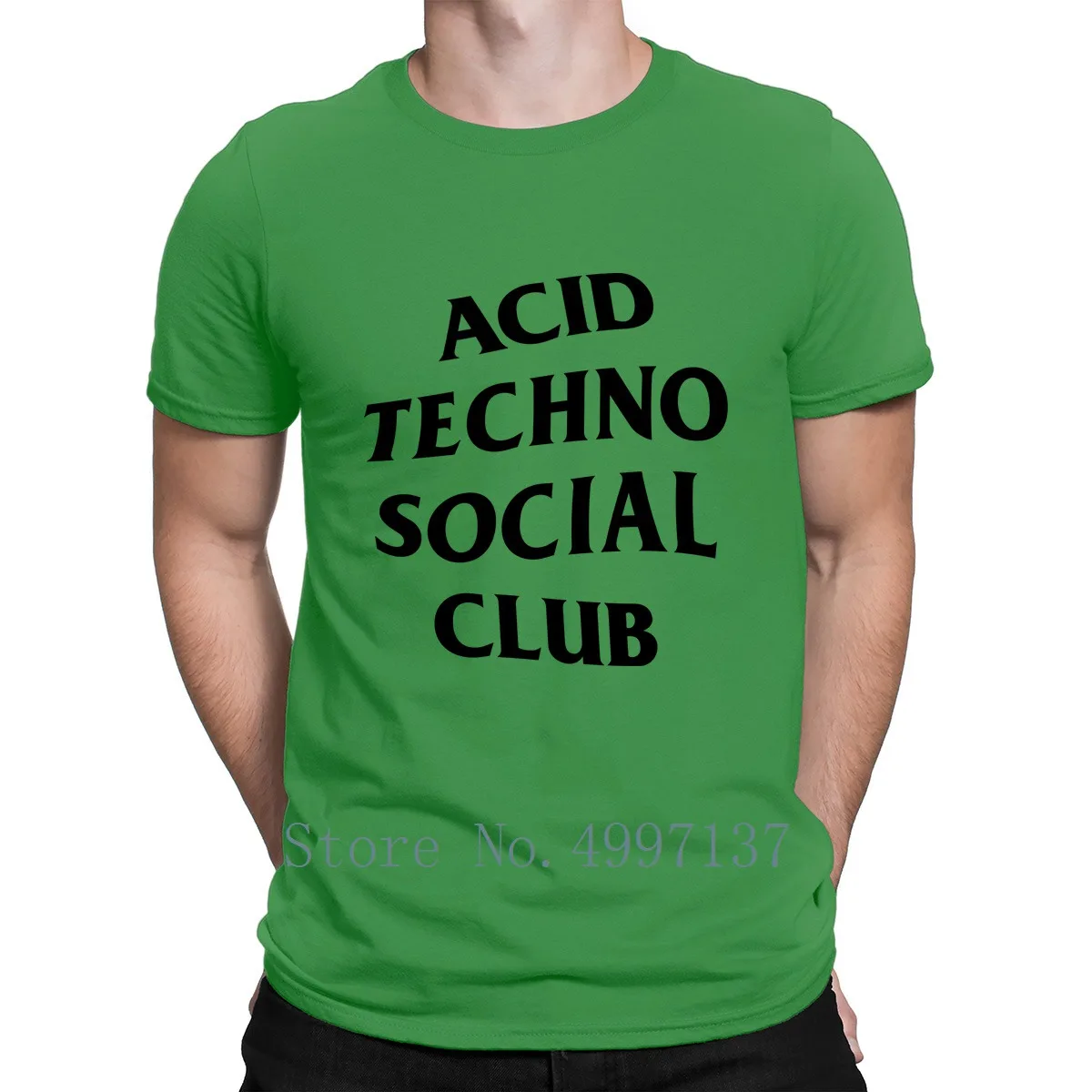 Acid Techno Social Club T Shirt Fitness Spring Short Sleeve S-Xxxl New Style Leisure Printing Letter Shirt - Цвет: Green