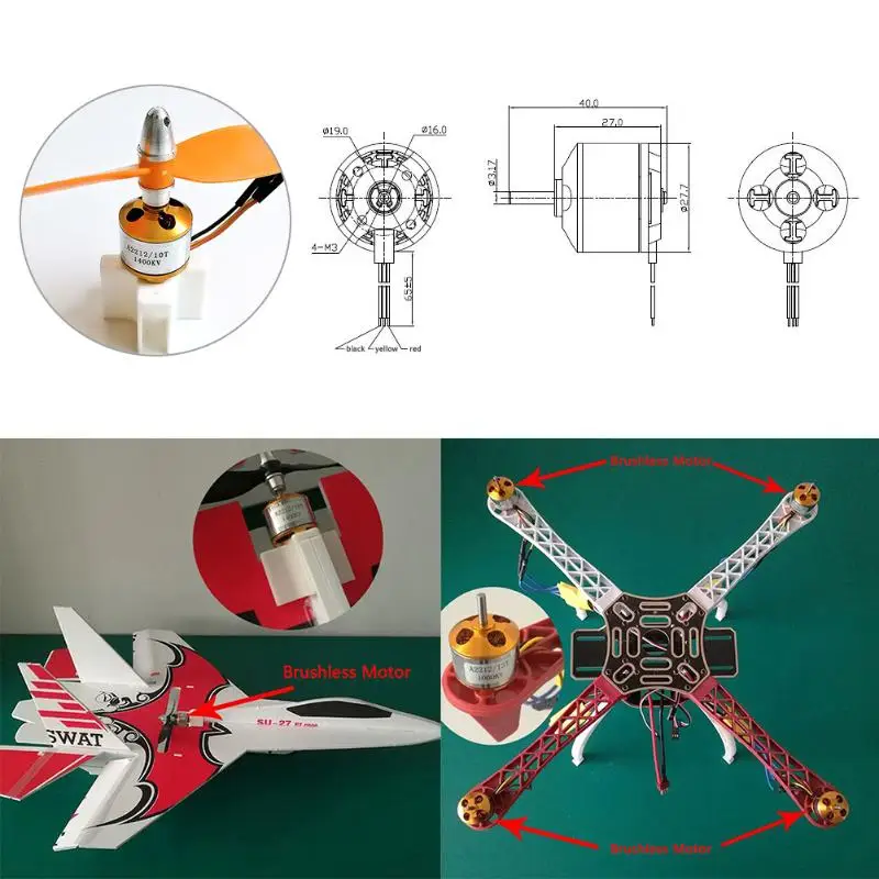 Двигатель A2212 1400KV с установочным комплектом для радиоуправляемого дрона