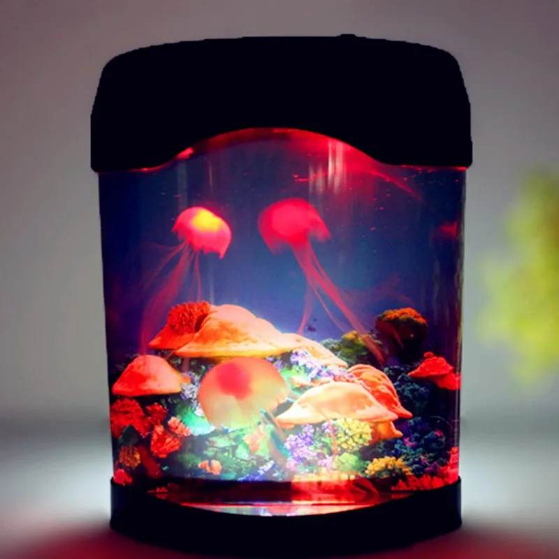 

USB LED Jellyfish Aquarium Lamp Desk Mini Fish Tank LED Night Light Mood Color Home Decoration Bedside Lamp Children's Gifts
