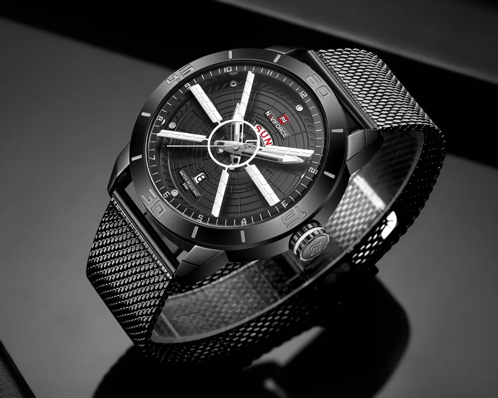 NAVIFORCE Модные Кварцевые спортивные часы Топ бренд Синий нержавеющая сталь повседневные водонепроницаемые наручные часы для мужчин часы Relogio Masculino