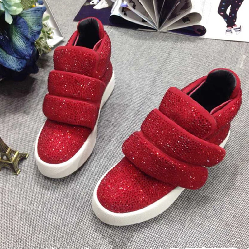 Hanbaidi Модные женские Зимние сапожки Bling из расшитой блестками ткани Женская обувь