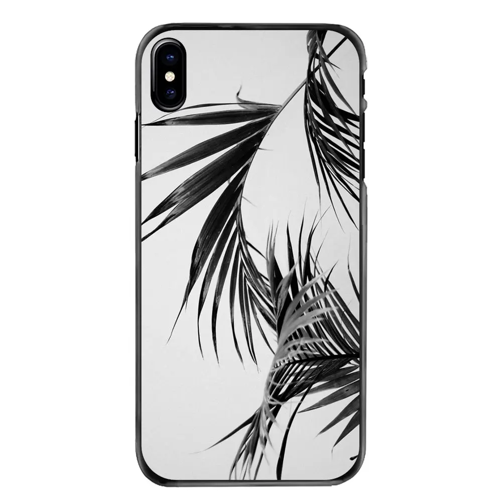 Hard Phone Bag Case Black white palm leaves trees Art For iPhone 4 4S 5 5S 5C SE 6 6S 7 8 Plus X XR XS Max iPod Touch |