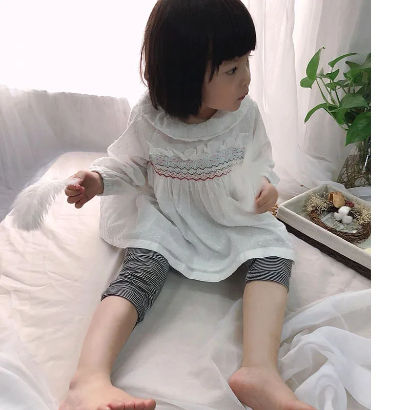 Осенние топы для девочек с длинным рукавом милые белые маленьких | Мать и ребенок