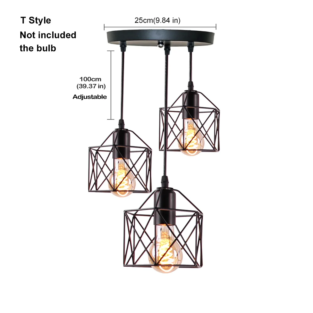 T NOT inclued bulb Nordic подвесной светильник современный промышленное винтажное железо арт Лофт в стиле минимализма клетка висячая Потолочная люстра подходит для E26 E27 светодиодный лампы - Цвет корпуса: T NOT inclued bulb