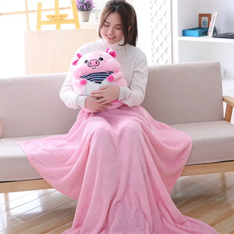 1 шт., 40 см, Kawaii, плюшевая поросенок, кошка, подушка, плюшевая подушка, игрушки, поросенок, кошка, подушка, одеяло, 2 в одном, украшения, подарки для девочек