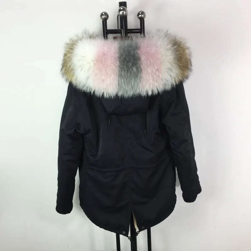 Fashion Black Women Winter Short fur Jacket S-4XL Size Natural Color Raccoon Hooded Wind Parka Casual | Женская одежда