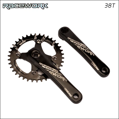 RACEWORK Fahrrad kurbel kettenblatt 104BCD MTB велосипед Kurbel алюминиевый Legierung Mit Boden Kurbel 170 мм platte rot 32T 34T 36T 38T - Цвет: 170 crank and 38T