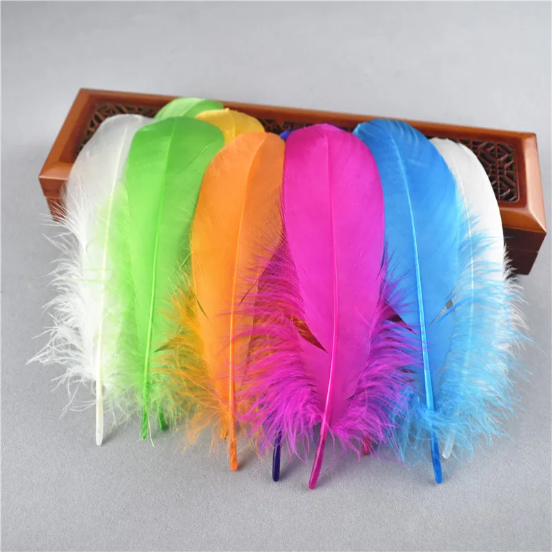 Color mixing Горячая красный Гусь feather20-100pcs13-18CM DIY Перья для рукоделия и ювелирных изделий Аксессуары для одежды Свадебные украшения Шлейфы - Цвет: Color mixing