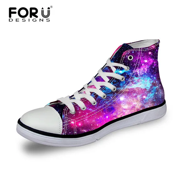 FORUDESIGNS/Модная женская повседневная обувь с принтом галактики вулканизированные высокие и низкие парусиновые туфли женская обувь на плоской подошве для девочек - Цвет: HA0015AK