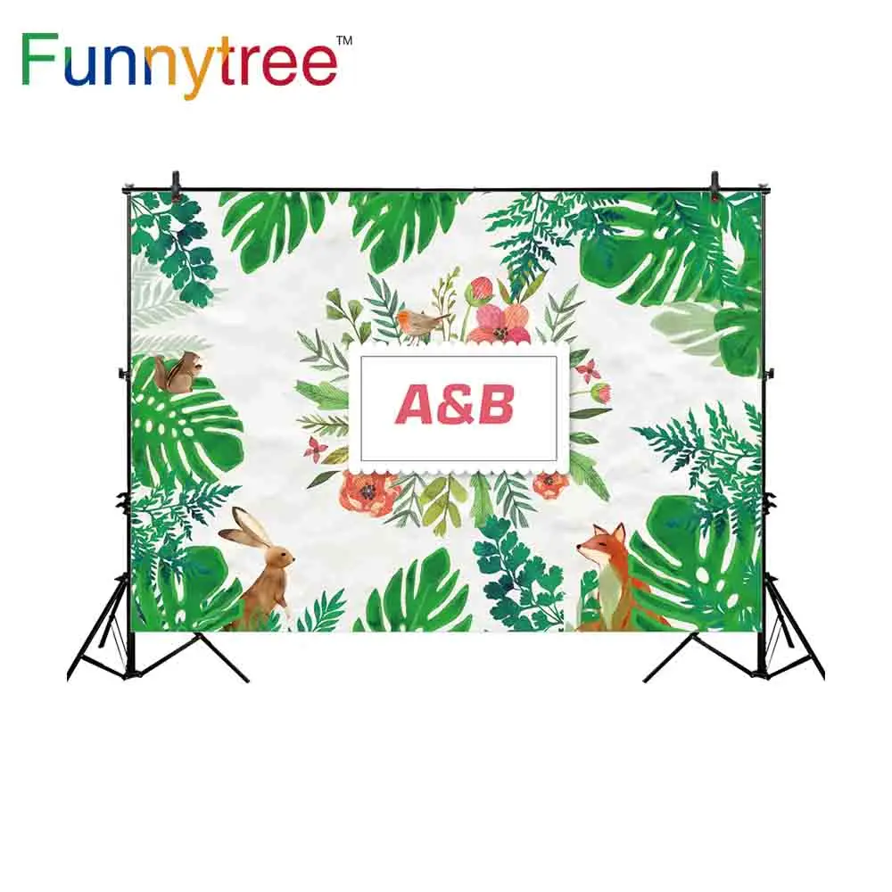Funnytree трава фон кролик лиса цветы рамка настроить диких животных Масляная