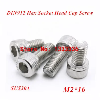 

500pcs M2*16 Hex socket head cap screw, DIN912 304 stainless steel Hexagon Allen cylinder bolt, cup screws