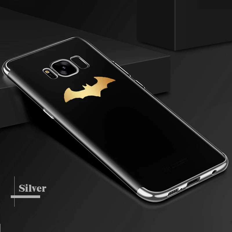 Роскошный обшивка мягкий чехол для телефона для samsung Galaxy S7 Edge S8 S8 Plus Coque Прозрачный чехол для samsung S9/S9Plus Note 8 Fundas - Цвет: Bat Silver Transpare