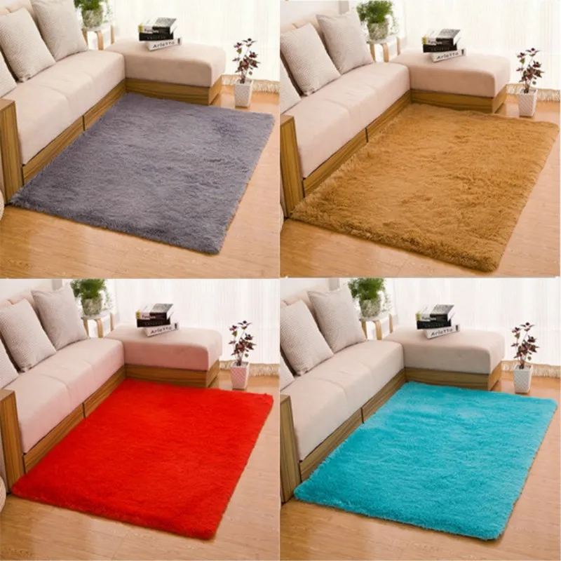 Современный моющийся ковер для дома гостиной спальни однотонный плотный коврик
