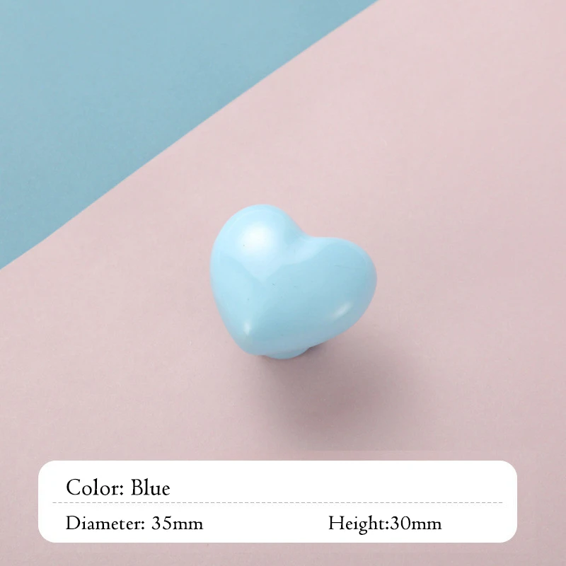 heart blue NAIERDI детской комнаты Керамика один круглый шкаф ручки Кухня сад дверная ручка, шкафчик ручка мультфильм мебельные ручки - Цвет: heart blue