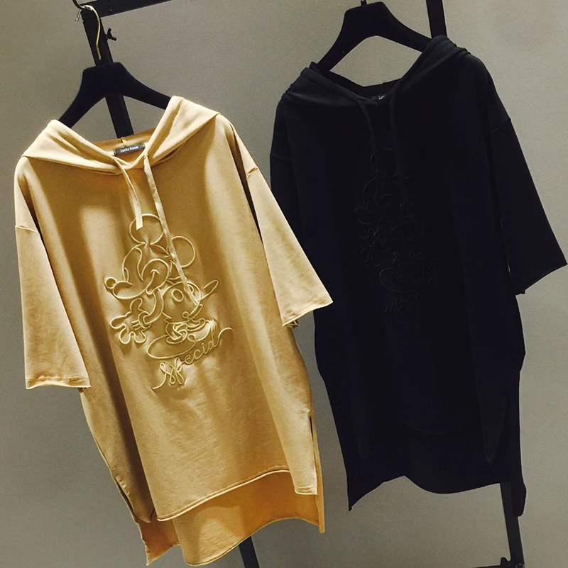 Новинка Весенняя женская футболка с вышивкой Свободные толстовки Топы средней