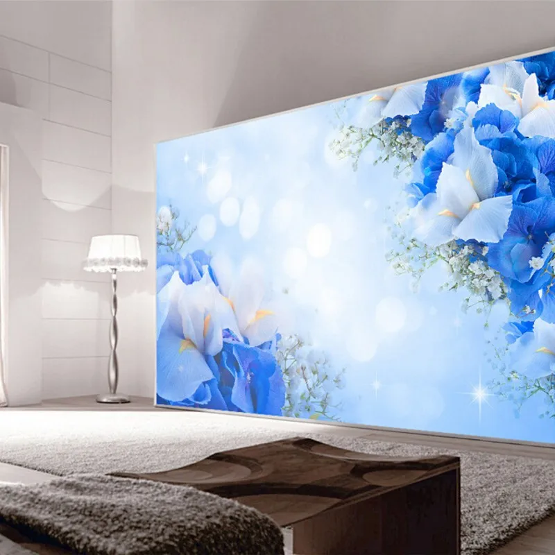 

Beibehang Blue Dream fashion flowers room living room TV backdrop mural custom wall paper 3D stereoscopic 3d wallpaper