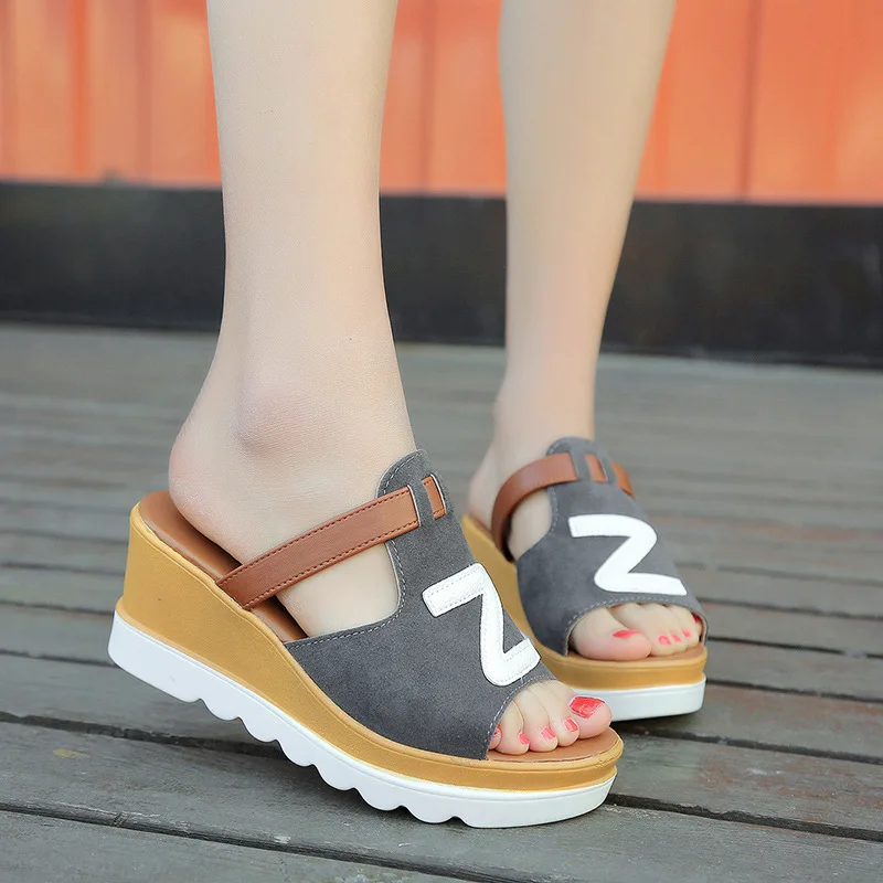 2019 summer women mules clogs wedge Flock sandals handmade artifical pearl slippers jelly color casual beach High heel | Обувь