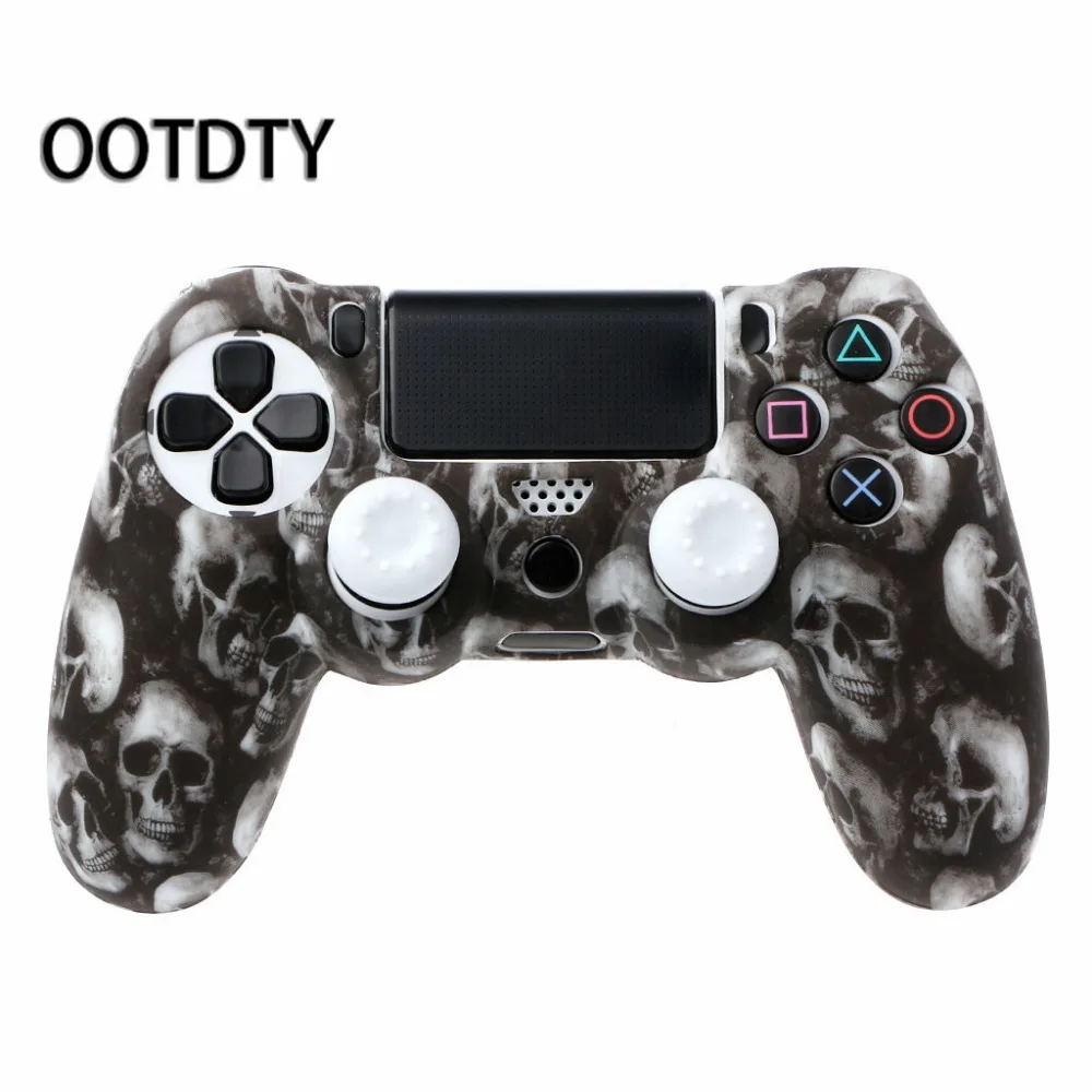 Skull Silicone Gamepad Cover Case + 2 Joystick Caps For PS4 Pro Slim Controller | Электроника