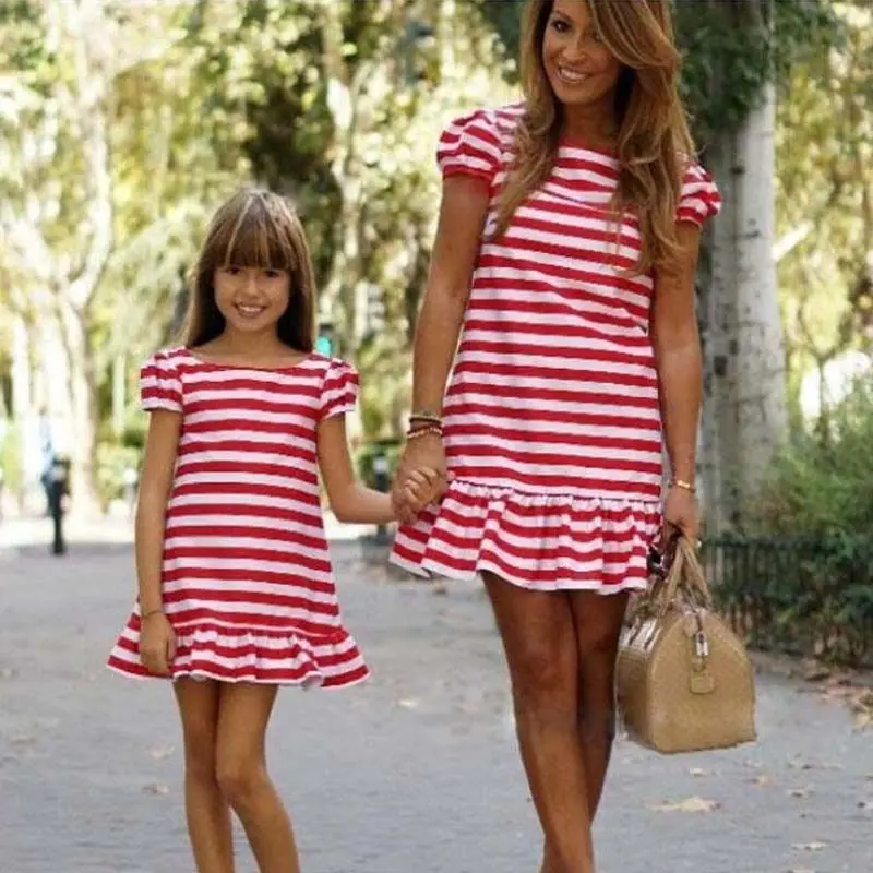 Платье с коротким рукавом для мамы и дочки|Сочетающаяся одежда семьи| |