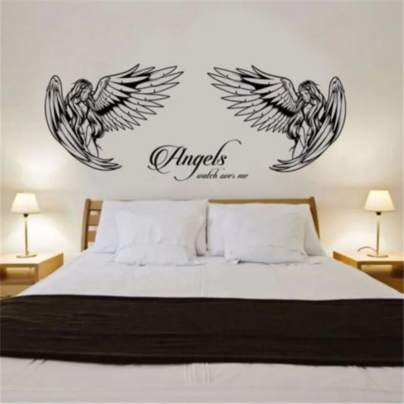 

Angel Wall Art Sticker With Angels Watch Over Me Quote Bedroom Lounge Wall Art